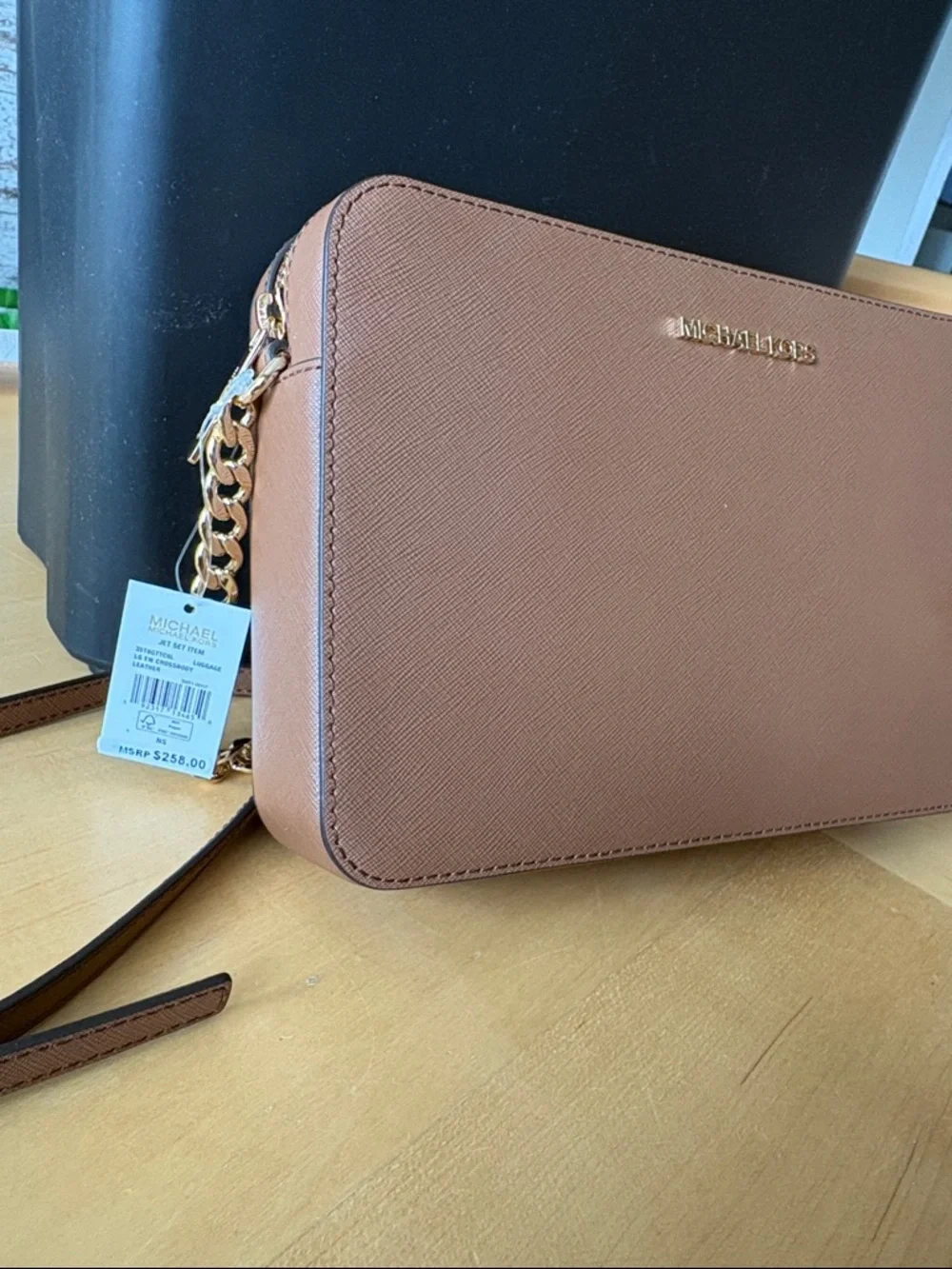 Michael Kors Tan Saffiano Leather Crossbody Purse - Picture 3 of 3